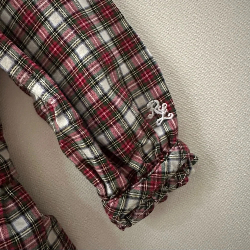 Ralph Lauren 6 Months Baby Girl Red Plaid Ruffle Collar Shirt Holiday Christmas